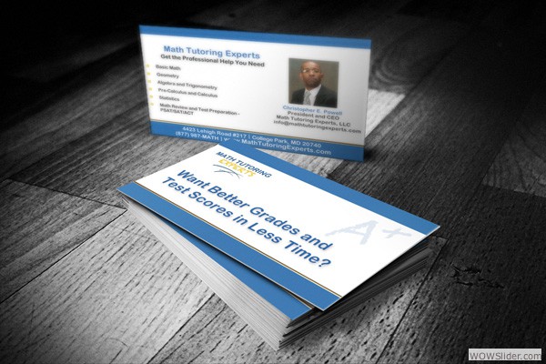 Business Card for Math Tutoring Experts